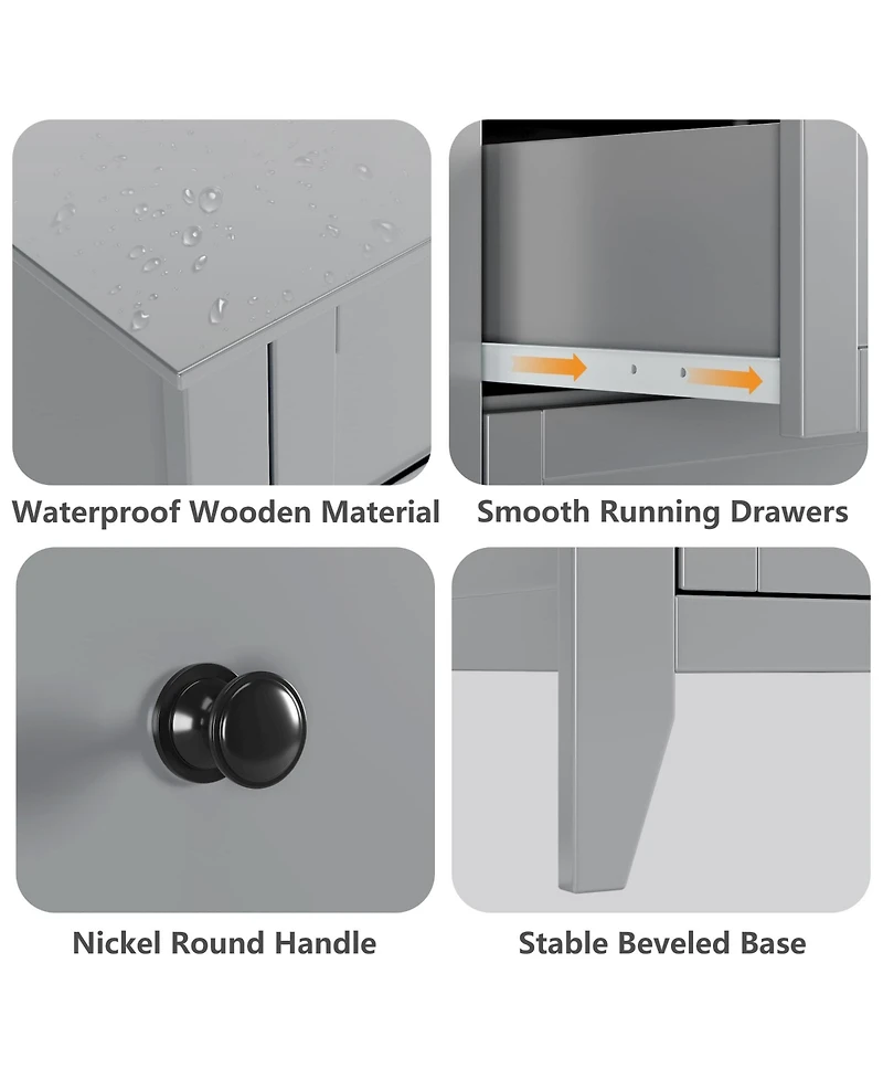 gaomon White 5 Chest of Drawer Dresser, Modern Tall Nightstand with Deep Drawers and Nickel Round Handle