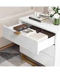 gaomon Dressers for Bedroom 3 Drawer, Chest of Drawers with Metal Base, Modern Dresser Chest Cabinet Organizer,White