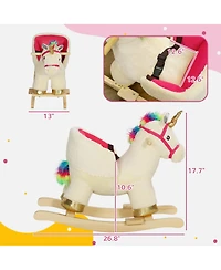 Qaba Kids Rocking Horse, Unicorn with Realistic Sounds for 18-36 Months