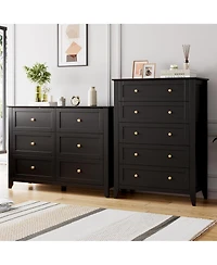 gaomon White 5 Chest of Drawer Dresser, Modern Tall Nightstand with Deep Drawers and Nickel Round Handle