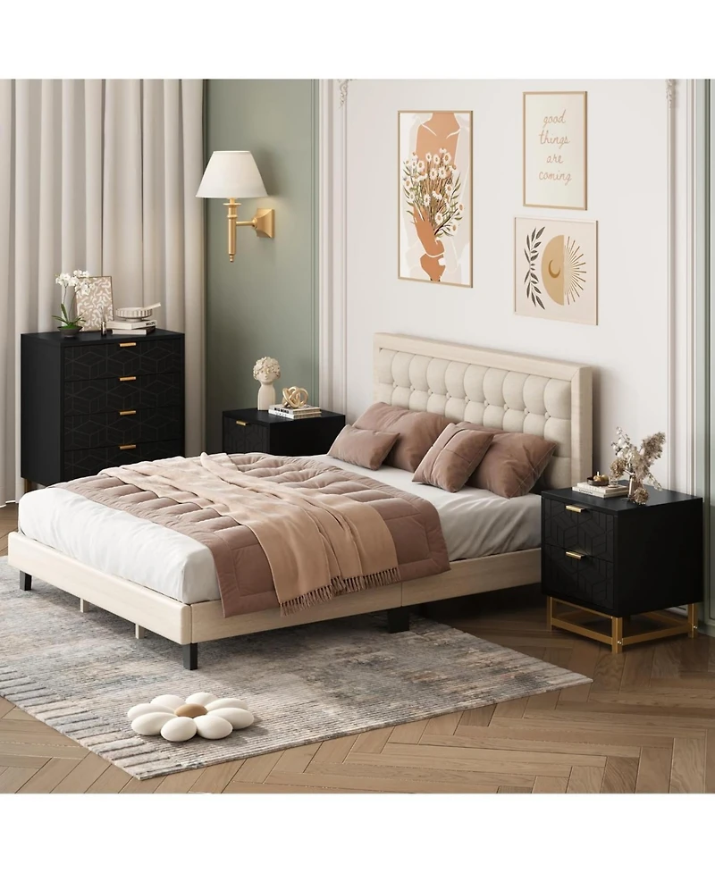 gaomon Dressers for Bedroom 4 Drawer, Chest of Drawers with Metal Base, Modern Dresser Chest Cabinet Organizer,Black