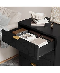 gaomon Dressers for Bedroom 4 Drawer, Chest of Drawers with Metal Base, Modern Dresser Chest Cabinet Organizer,Black