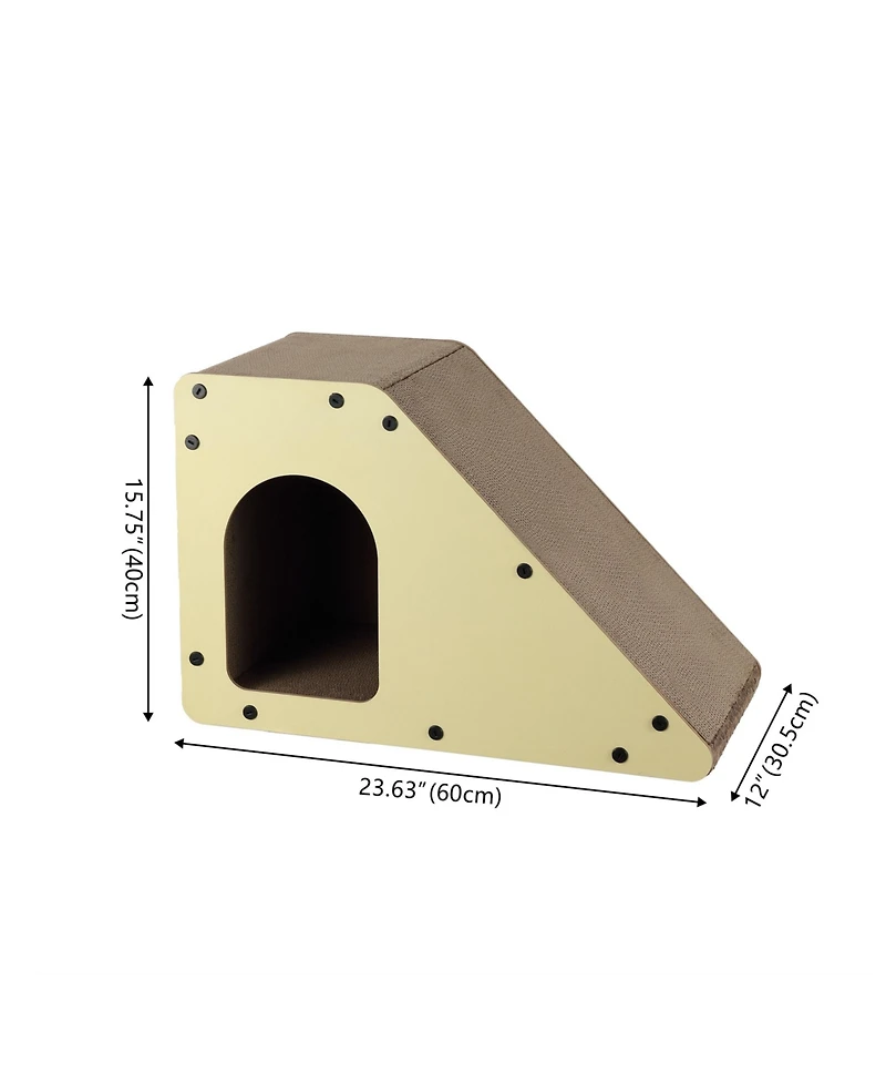 The Licker Store Kento 23.63" Minimalist Cardboard Angled Cat Cave Scratcher with Catnip, Almond