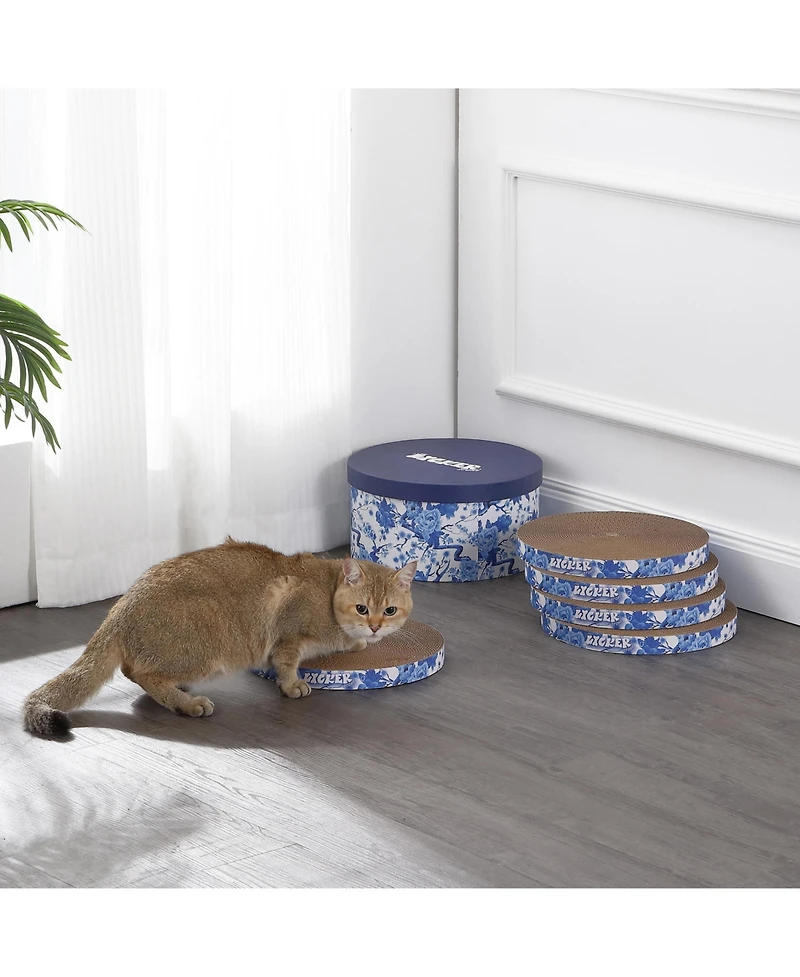 Kate 12" Modern Patterned Cardboard Reversible Cat Scratcher Pad Box with Catnip
