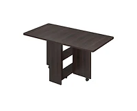gaomon Space Saving Folding Dining Table with 2 Tier Storage-Extendable Drop Leaf Farmhouse Wood Kitchen Dining Room Tables Set for 4 (Dark Walnut