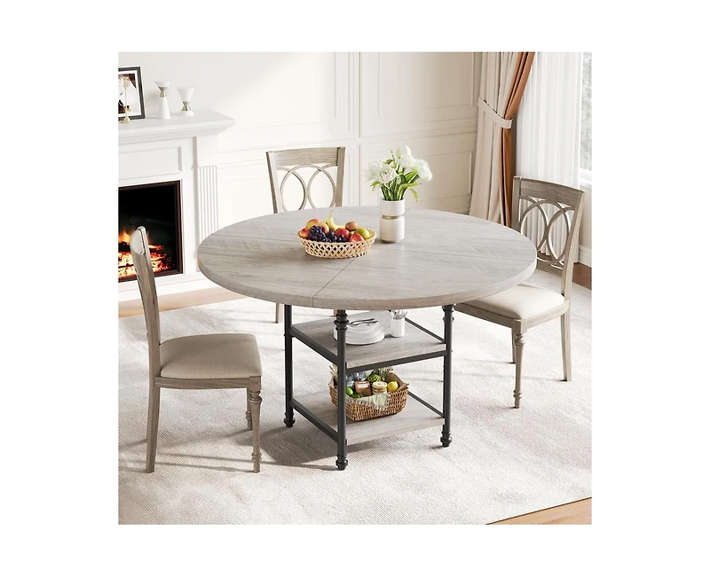 47-Inch Round Dining Table for 4: Featuring a 1.59-Inch Thick Top