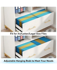 Tribesigns Lateral File Cabinet with Drawer and Adjustable Hanging Rod for Letter/Letter/A4 Size Files, 35.4" Wood Modern Printer Stand with Open Stor