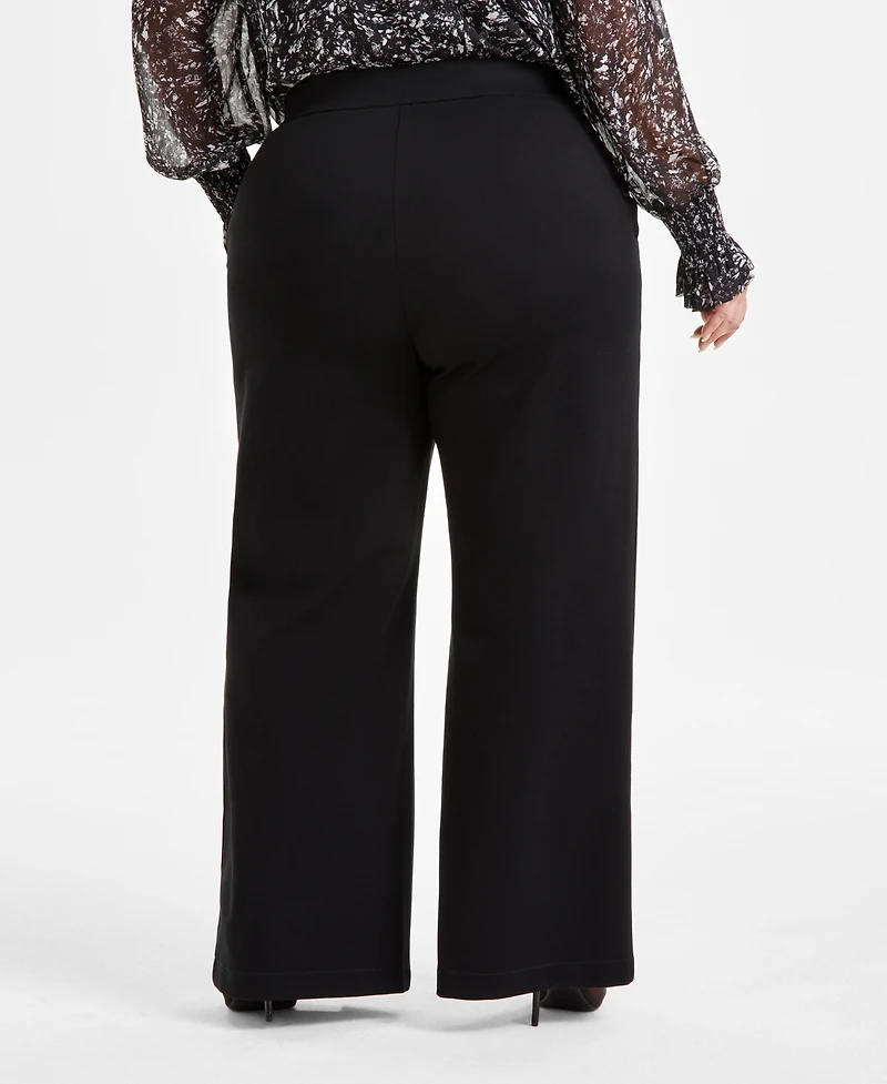 I.n.c. International Concepts Plus Wide-Leg Ponte-Knit Pants, Created for Macy's