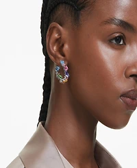 Swarovski Asymmetrical Design, Mixed Cuts, Small, Multicolored, Rhodium Plated Gema Hoop Earrings