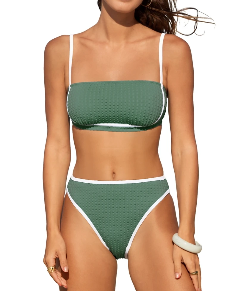 Cupshe Women's Square Neck Back Hook Cheeky Bottom Bikini Sets