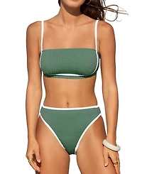 Cupshe Women's Square Neck Back Hook Cheeky Bottom Bikini Sets