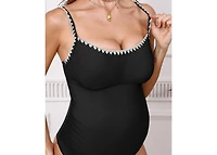 Cupshe Maternity Ruched Shell Stitched Back Cutout One Piece Swimsuit