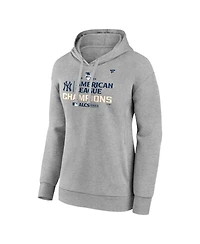 Fanatics Women's Heather Gray New York Yankees 2024 American League Champions Locker Room Pullover Hoodie
