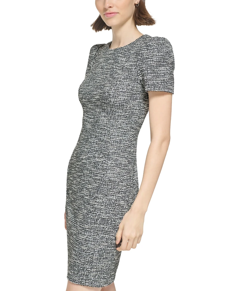 Calvin Klein Women's Tweed Short-sleeve Sheath Mini Dress
