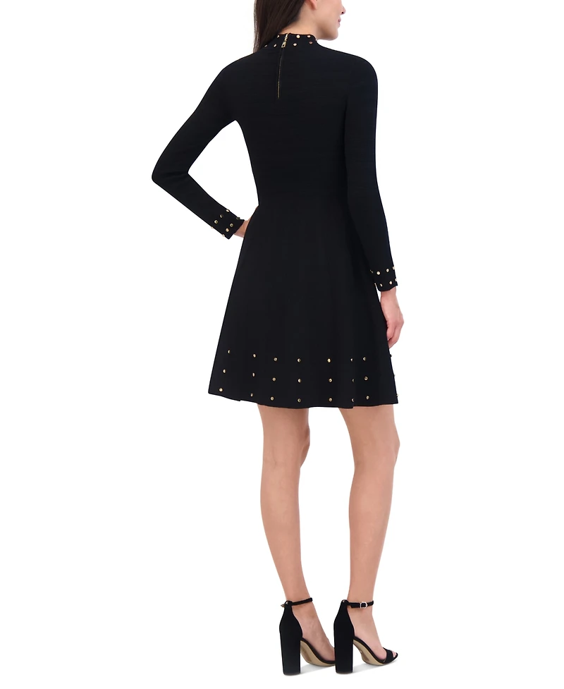 Vince Camuto Women's Embellished Mock Neck Dress