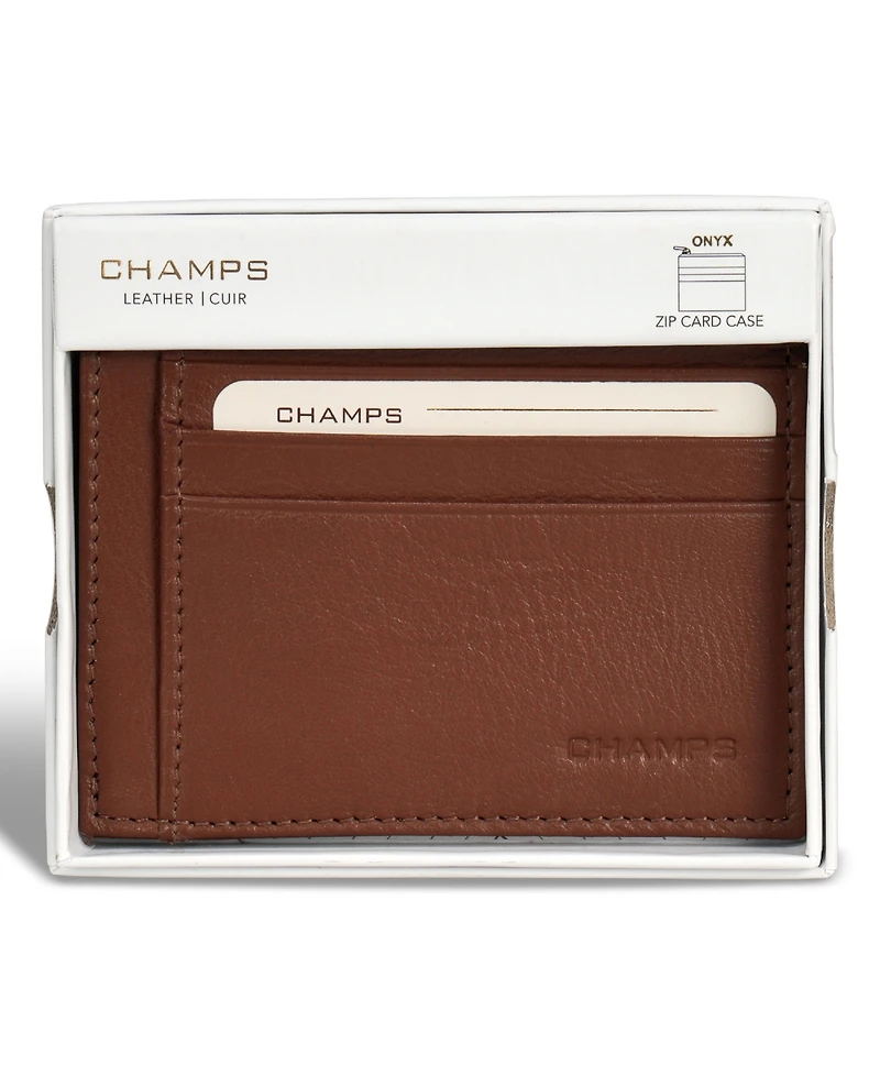 Champs Men's Onyx Collection Leather Zip Card Case