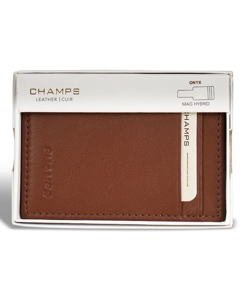 Champs Men's Onyx Collection Leather Mag Hybrid Card Holder