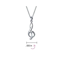 Bling Jewelry Simple Classic Singer Musician Teacher Student Treble Clef Music Note Pendant Necklace .925 Sterling Silver With Chain
