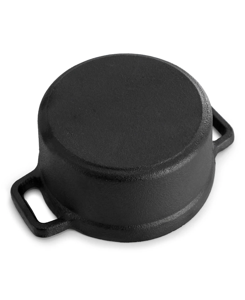 MegaChef Cast Iron 8 Ounce Mini Dutch Oven with Wood Tray