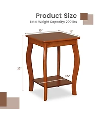 Gymax 2-Tier Square End Table Set of 2 Narrow Sofa Side Nightstand w/ Storage Shelf