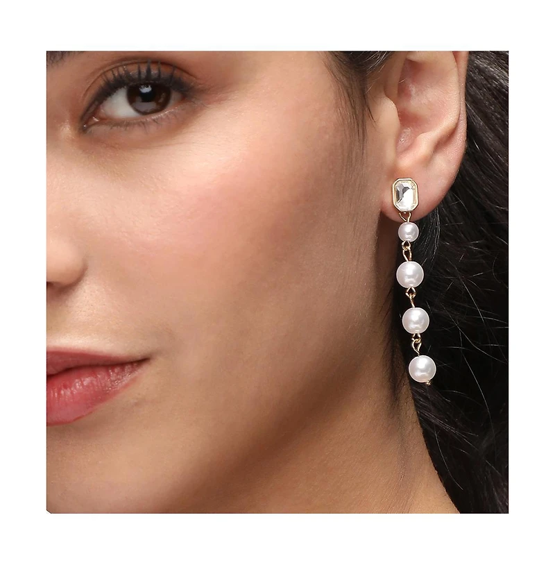 Sohi Women's Pearl Strand Drop Earrings