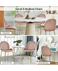 Gymax 4PCS Velvet Dining Chair Accent Leisure Armless Side Green