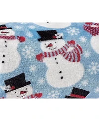 Kate Aurora Holiday Living Winter Blues Snowman Christmas Ultra Soft And Plush Hypoallergenic Throw Blanket