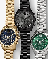Michael Kors Men's Lexington Chronograph Black Ion Plated Stainless Steel Watch 44mm
