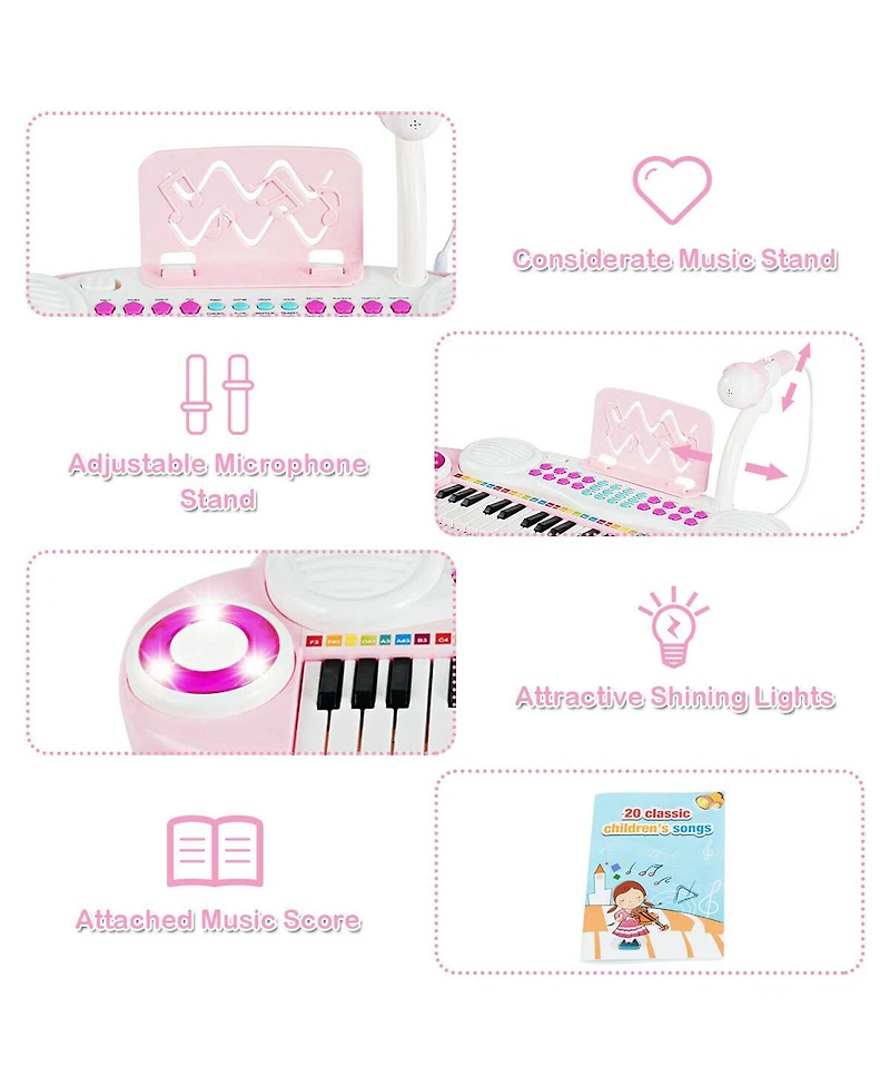 Gymax 37 Keys Kids Toy Electronic Organ Portable Piano Keyboard w/ Microphone