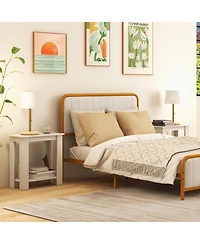 Gymax 2 Pcs 2-Tier End Table Modern Sofa Bedside Compact Nightstand with Storage Shelf