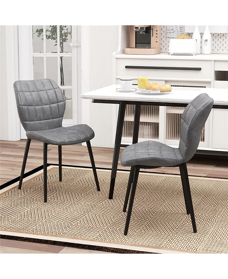 Gymax Dining Chairs Set of w/ Padded Back Metal Legs & 2 Adjustable Foot Pads
