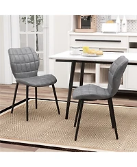 Gymax Dining Chairs Set of w/ Padded Back Metal Legs & 2 Adjustable Foot Pads