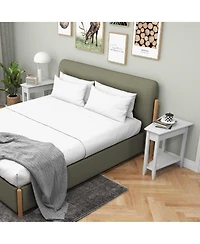 Gymax 2-Tier End Table Irregular Narrow Sofa Side Nightstand w/ Storage Shelf Espresso