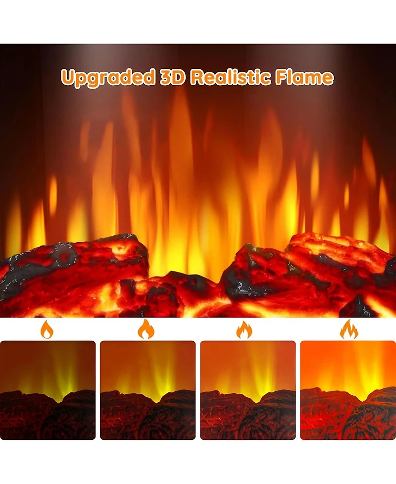 Sugift 2000W Electric Fireplace Stove Heater Space Heater with 3D Flame Effect