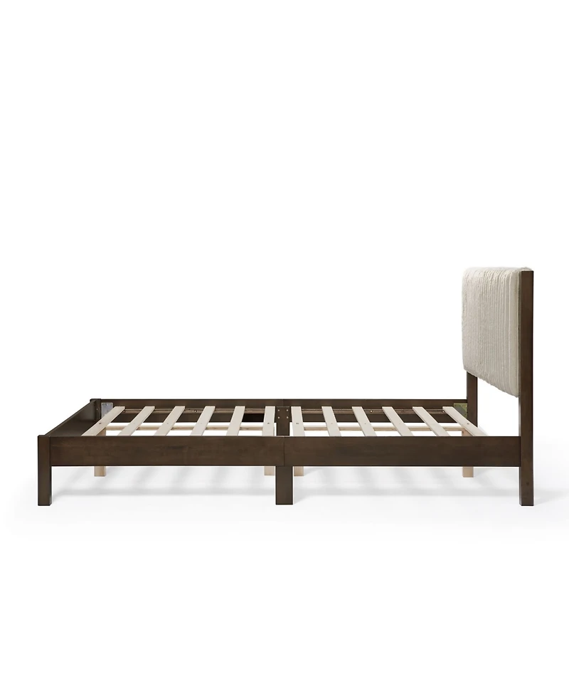 Furniture of America Alder Queen Platform Bed with Corduroy Fabric Upholstery