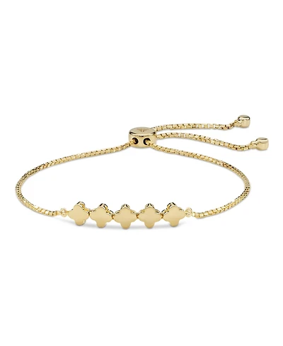 Devata Clover Box Chain Slider Bolo Bracelet in 14K Gold, Fits 6.0 in to 8.0 in wrist, approx. 4.3 grams