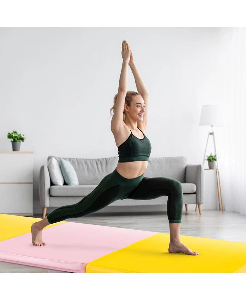 Hongge 6 x 2 Ft Tri-Fold Gym Mat with Handles and Removable Zippered Cover