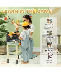 Qaba Toddler Tool Set, 49 Piece Kids Tool Bench Workbench Playset for 3-6