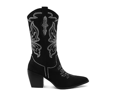 Latafa Rhinestones Embellished Cowboy Boots