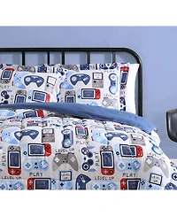 Alex + Bella Gamer Blue Grey 2-Piece Ultra Soft Microfiber Comforter Set - Twin