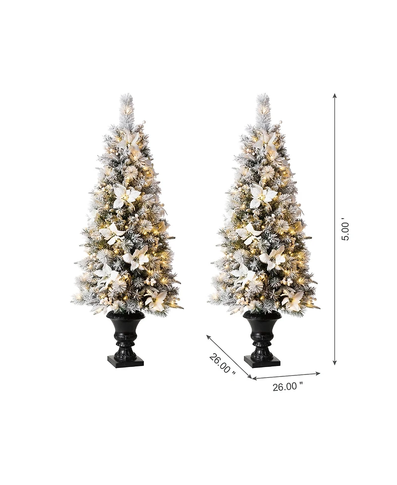 Glitzhome Pre-Lit Pine Artificial Christmas Porch Tree