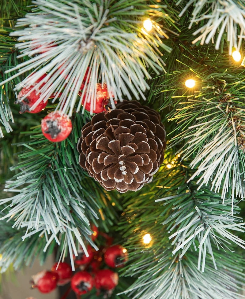 Glitzhome Pre-Lit Pine Artificial Christmas Porch Tree, 4 Feet