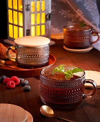 The Wine Savant Vintage Glass Coffee Mugs, Set of 4