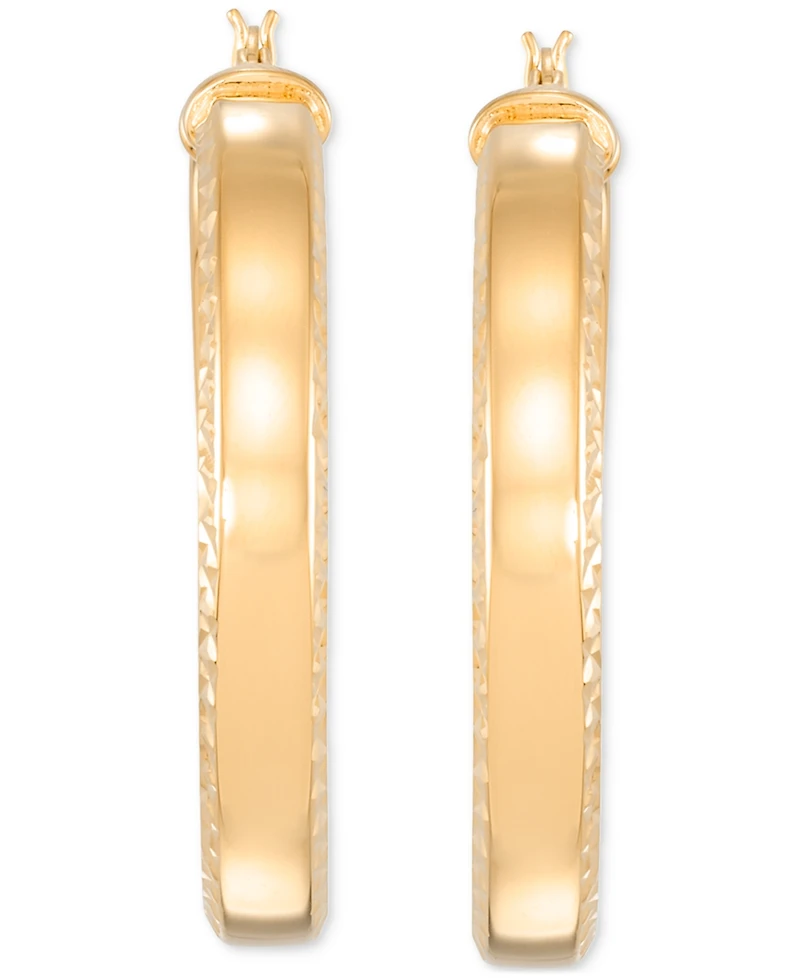 Simone I. Smith Polished Textured Hoop Earrings in 18k Yellow Gold Over Sterling Silver (45mm)