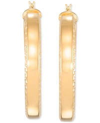 Simone I. Smith Polished Textured Hoop Earrings in 18k Yellow Gold Over Sterling Silver (45mm)