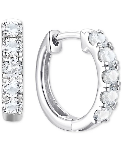 Lab Grown Ruby Five Stone Small Hoop Earrings (5/8 ct. t.w.) in 10k Gold, 0.5" (Also available in Citrine, Blue Topaz, Amethyst, Peridot, Sapphire, Em