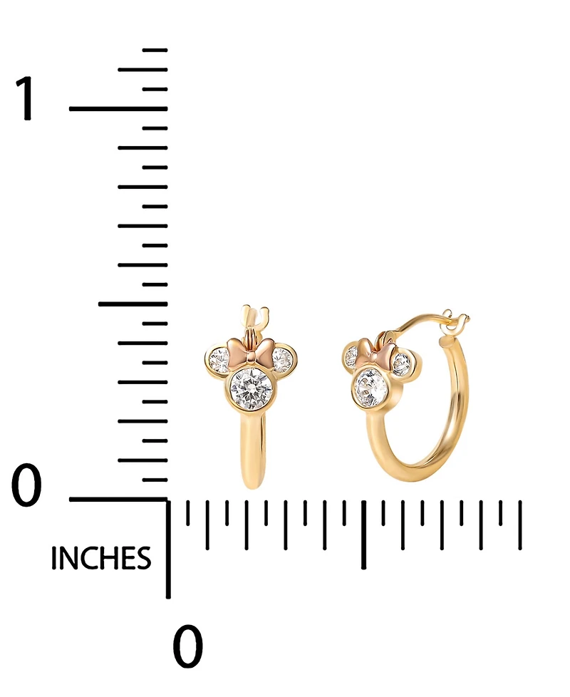 Disney Minnie Mouse Cubic Zirconia Small Hoop Earrings in 10k Yellow & Rose Gold, 1/2"