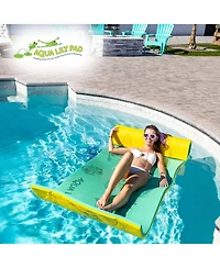 Aqua Lily Pad Tadpole Single Adult Floating Foam Pool Lounger Mat, Green/Yellow