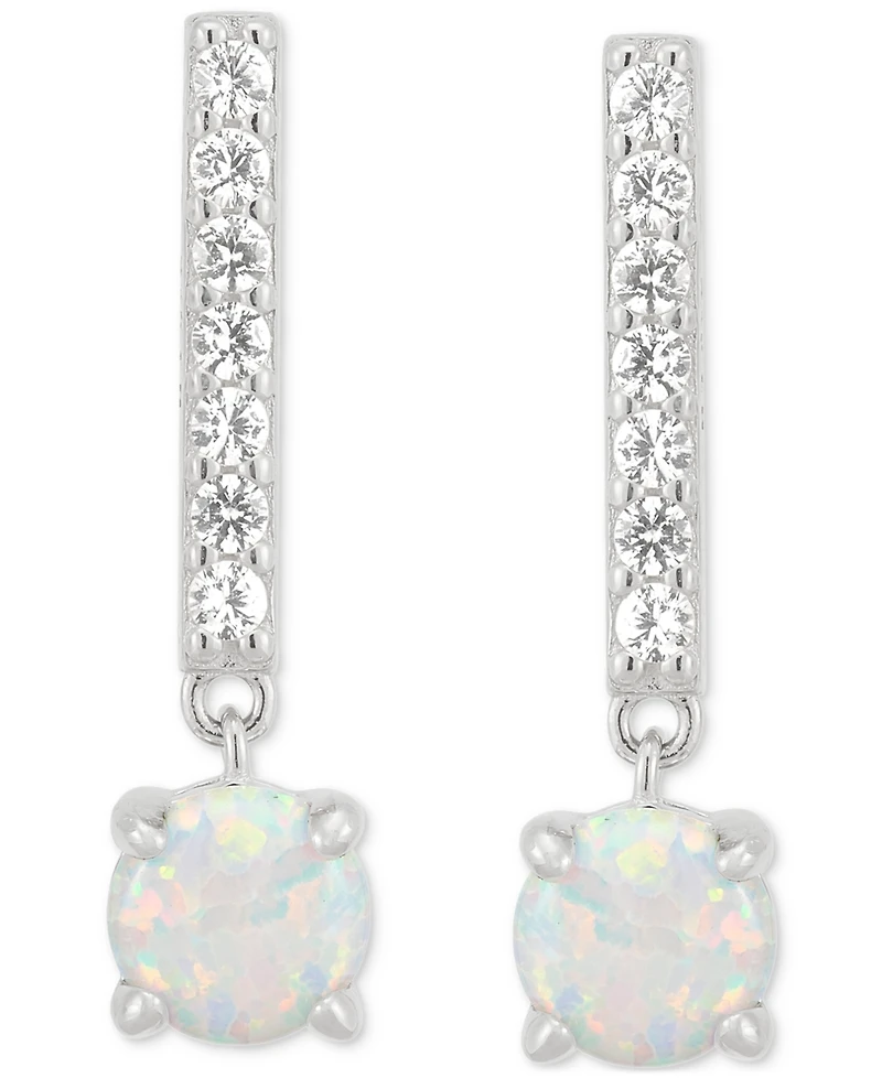 3-Pc. Set Lab-Created Opal (7/8 ct. t.w.) & Lab-Created White Sapphire (7/8 ct. t.w.) Stud & Drop Earrings in Sterling Silver