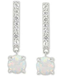 3-Pc. Set Lab-Created Opal (7/8 ct. t.w.) & Lab-Created White Sapphire (7/8 ct. t.w.) Stud & Drop Earrings in Sterling Silver